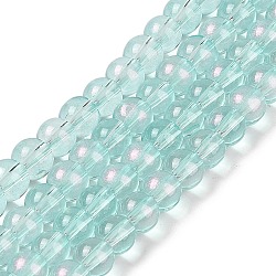 Glass Bead Strands, with Glitter Powder, Round, Light Sky Blue, 8x7.5mm, Hole: 1mm, about 105pcs/strand, 31.02''(78.8cm)(GLAA-K068-01B-03)