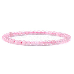 4mm Round Natural Rose Quartz Beads Bracelet for Men, European and American Retro Simple Versatile Stretch Bracelets, 7-1/2 inch(19cm)(KG3069-33)