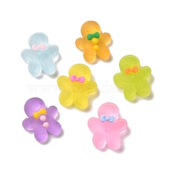 Christmas Frosted Resin Cabochons, Gingerbread Man, Mixed Color, 22x18.5x7mm(X-RESI-C014-01)
