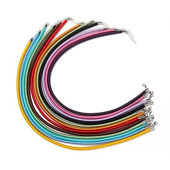 Silk Cord Necklace Making, with Brass Clasps, Mixed Color, 17~18 inch, 5mm