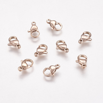 Ion Plating(IP) 304 Stainless Steel Lobster Claw Clasps, Parrot Trigger Clasps, Rose Gold, 10x6.5x3mm