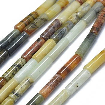 Natural Jade Beads Strands, Column, 11~15x3.5~4.5mm, Hole: 1~1.2mm, about 28~30pcs/strand, 15.1~15.9 inch(38.5~40.5cm)