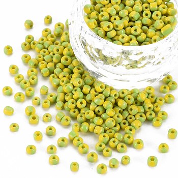 8/0 Glass Seed Beads, Opaque Colours Seep, Green Yellow, 3mm, hole:1mm