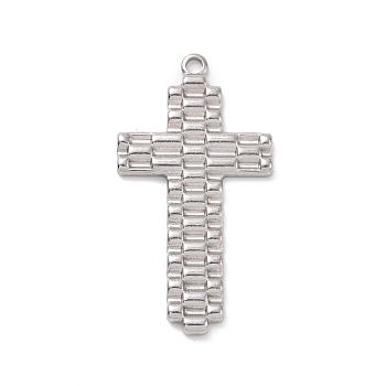 304 Stainless Steel Pendants, Cross, Stainless Steel Color, 38.5x20x2mm, Hole: 2mm