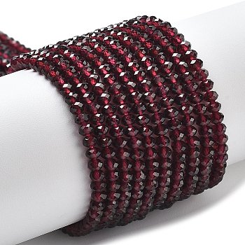 Natural Garnet Beads Strands, Faceted, Rondelle, 4x3mm, Hole: 0.7mm, about 135pcs/strand, 15.43''(39.2cm)