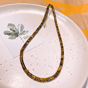 Natural Tiger Eye Heishi Graduated Beaded Necklaces