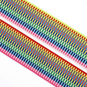 Nylon Elastic Wide Band, Flat with Stripe Pattern, Colorful, 50x1.3mm