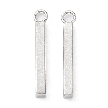 304 Stainless Steel Pendants, Bar Charm, Stainless Steel Color, 17.5x2x2mm, Hole: 1.6mm