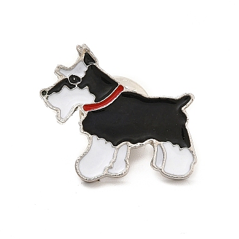 Dog Enamel Pin with Brass Butterfly Clutches, Alloy Badge for Backpack Clothing, Schnauzer, 20.5x24.5x10mm, Pin: 1.1mm