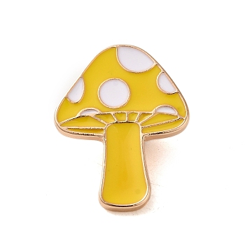 Enamel Pins, Alloy Brooches for Backpack Clothes, Mushroom, Gold, 28.5x22x2mm