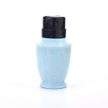 Empty Plastic Press Pump Bottle, Nail Polish Remover Clean Liquid Water Storage Bottle, with Flip Top Cap, Blue, 13.2x6.8cm