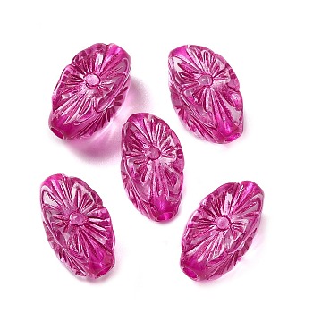 Transparent Acrylic Beads, Oval, Camellia, 14x7x7mm, Hole: 2mm, about: 1190pcs/500g