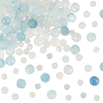150Pcs 3 Styles Natural Aquamarine Beads Strands, Faceted, Round, 2~4mm, Hole: 0.5mm, 50pcs/style