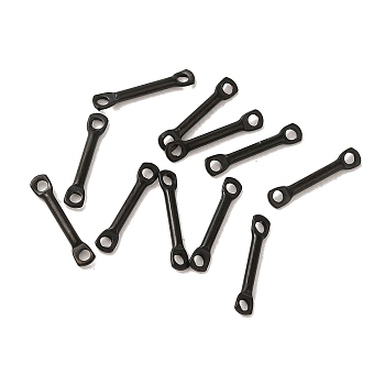 304 Stainless Steel Connector Charms, Bar Links, Black, 12x2x1.2mm, Hole: 1.2mm