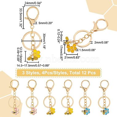 nbeads 4 juegos de llaveros colgantes de esmalte de aleación(KEYC-NB0001-36)-2