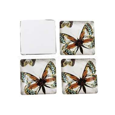 Butterfly Printed Glass Square Cabochons(GGLA-N001-10mm-C)-3