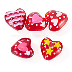 5Pcs Glass Enamel Beads, Hand Painted Beads, Heart, Mixed Color, 13.5~14x14x8.5mm, Hole: 1.2mm(GLAA-TA0003-55)