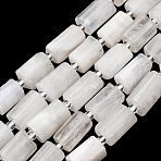 Natural Rainbow Moonstone Beads Strands, Faceted, Column, with Seed Beads, 10~14x6~8mm, Hole: 1.4~1.5mm, about 28pcs/strand, 15.83''(40.2cm)(G-L655-B04-01)