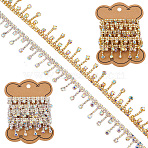 2 Yards 2 Colors Tassel Rhinestone Cup Chains, Iron Strass Chains, for Jewelry Garnet Making, Unwelded, Platinum & Golden, 11~22x3.5~4mm, 1 yard/color(CH-WR0001-01)