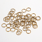 Iron Open Jump Rings, Round, Nickel Free, Antique Bronze, 21 Gauge, 5x0.7mm, Inner Diameter: 3.6mm, about 1100pcs/50g(X-IFIN-A018-5mm-AB-NF)
