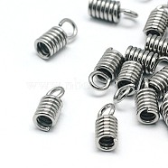 304 Stainless Steel Terminators, Cord Coil, Stainless Steel Color, 8.5x3.5mm, Hole: 2mm, Inner Diameter: 2mm(STAS-E016-3)