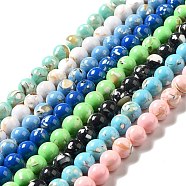 Synthetic Turquoise and Sea Shell Assembled Beads Strands, Dyed, Round, Mixed Color, 10mm, Hole: 1.2mm, about 40pcs/strand, 15.55''(39.5cm)(G-D482-01D)