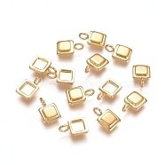 304 Stainless Steel Pendant Cabochon Settings, Square, Golden, Tray: 4x4mm, 9x6x2mm, Hole: 2mm(STAS-F222-024G)