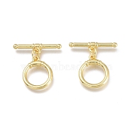 Brass Toggle Clasps, with Jump Rings, Long-Lasting Plated, Ring, Real 18K Gold Plated, Bar: 20x5x2mm, Hole: 1.2mm, Ring: 15x12x1.5mm, Hole: 1.2mm(X-KK-Q764-07G)