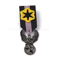 Eagle with Star Zinc Alloy Pendant Lapel Pins, Polyester Brooch Medal for Men, Gunmetal & Platinum, 80x25x4mm(JEWB-WH0028-04B)