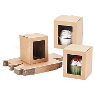 Kraft Paper Box, with PVC Visual Window, Rectangle, Tan, 10.3x8.4x8.4cm(CON-WH0080-67)