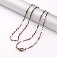 Brass Cable Chain Necklaces, with Lobster Claw Clasps, Antique Bronze, 21.7 inch(55.3cm), 2mm(NJEW-JN01537-03)