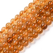 Round Natural Citrine Beads Strands, 6mm, Hole: 1mm, about 63pcs/strand, 15.5 inch(G-K068-12A-6mm)