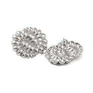 304 Stainless Steel Earrings, Flower, Platinum, 31x23mm(EJEW-O004-12P)
