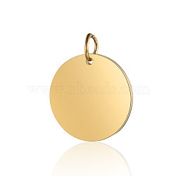 201 Stainless Steel Pendants, Manual Polishing, Flat Round, Stamping Blank Tag, Golden, 18x1.5mm, Hole: 3.5mm(STAS-S105-T637-2-18)