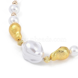 Rack Plating Brass & ABS Imitation Pearl Beaded Necklaces, Nuggets & Peanut Pendant Necklaces, Cadmium Free & Lead Free, Long-Lasting Plated, Real 18K Gold Plated, 16.42 inch(41.7cm)(NJEW-P317-13B-G)