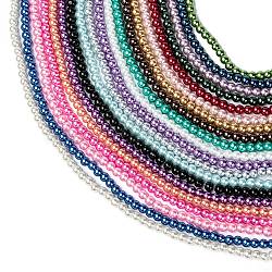 20 Colors Glass Pearl Beads Strands, Pearlized, Round, Mixed Color, 6mm, Hole: 1mm, about 140pcs/strand, 32 inch(HY-X0011-6mm-01)