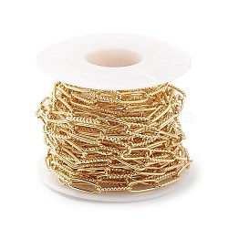 Rack Plating Brass Paperclip Chains, Lead Free & Cadmium Free, Unwelded, with Spool, Real 18K Gold Plated, 13x5x1mm, 12.5x4.5x1mm(CHC-K013-06A)