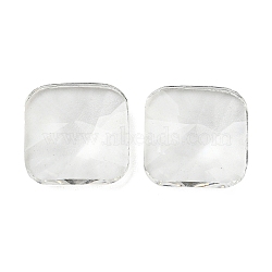 Transparent K5 Glass Cabochons, Faceted, Square, Clear, 12x12x5mm(GLAA-NH0001-02A)