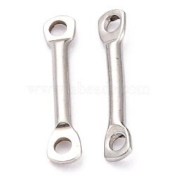 201 Stainless Steel Links Connectors, Bar Links, Stainless Steel Color, 12x1x1mm, Hole: 1mm(STAS-B011-01C-P)