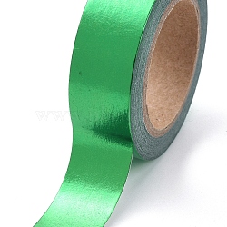 Foil Masking Tapes, DIY Scrapbook Decorative Paper Tapes, Adhesive Tapes, for Craft and Gifts, Solid Color, Green, 15mm, 10m/roll(DIY-G016-D25)