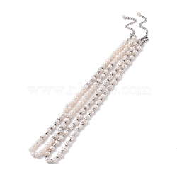 Vintage Natural Pearls Beaded Necklace for Girl Women, Stainless Steel Color, 18.15~18.23 inch(46.1~46.3cm)(NJEW-F287-04)