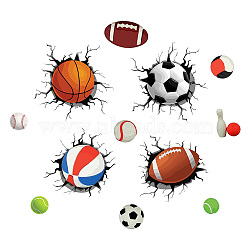 PVC Wall Stickers, Wall Decoration, Basketball/Football/Rugby Pattern, Sports Themed Pattern, 1180x300mm(DIY-WH0228-659)