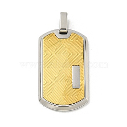 Ion Plating(IP) 304 Stainless Steel Pendants, Rectangle Charm, Golden & Stainless Steel Color, 35x20x3mm, Hole: 4x5mm(STAS-F307-15G)