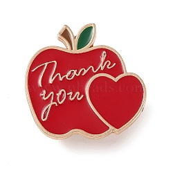 Teacher's Day Theme Rack Plating Light Gold Alloy Brooches, Enamel Pins, Heart, 28x28x1.5mm(JEWB-Z016-01KCG-04)