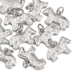 SHEGRACE Brass Pendants, Horse Charms, Cadmium Free & Lead Free & Nickel Free, Real Platinum Plated, 10x17x1.5mm, Hole: 3mm(XGRQ3P137-574P)