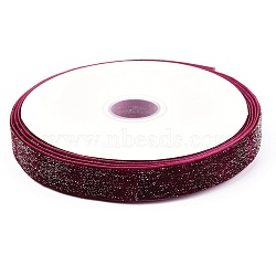 Single Face Sparkle Velve Ribbon, with Glitter Powder,, for Gift Packing, Party Decoration, Dark Red, 3/4 inch(19.5mm), 9m/Roll(9.84 yards/roll)(SRIB-H308-01A)