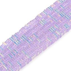 Electroplate Glass Beads Strands, Heishi Beads, Square, Plum, 3x3x1mm, Hole: 0.9mm, about 210pcs/strand, 14.96~16.54''(38~42cm)(GLAA-B023-01A-06)