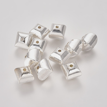 CCB Plastic Beads, Cube, Silver Color Plated, 11x11x10mm, Hole: 2mm