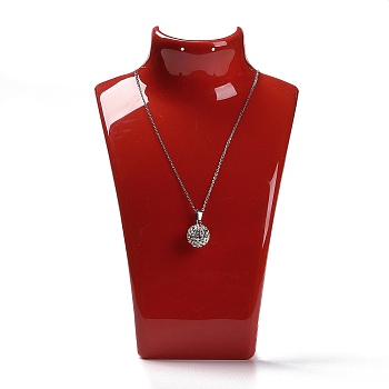 Plastic Necklace Bust Display Stands, Dark Red, 6.4x13.6x22cm