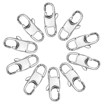 10Pcs 316L Surgical Stainless Steel Lobster Claw Clasps, Stainless Steel Color, 16x7x3mm, Hole: 3mm